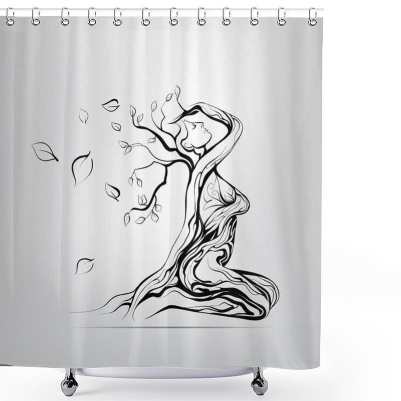 Personality  Girl In  Form Of  Tree Shower Curtains