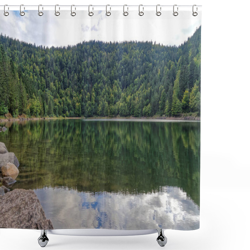 Personality  Mountain Lake Surrounded By Trees, Vosges, France Shower Curtains