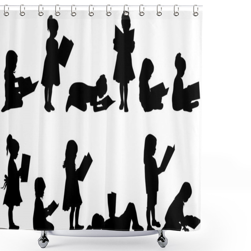 Personality  Silhouette Of A Girl Reading A Book. Shower Curtains