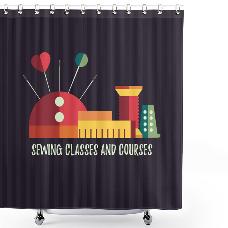 Personality  Sewing Tools Vector Illustration Shower Curtains