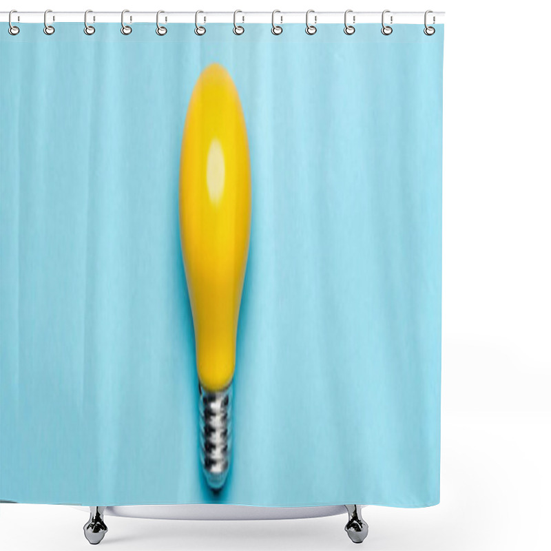 Personality  Top View Yellow Light Bulb On Blue Background, Banner Shower Curtains