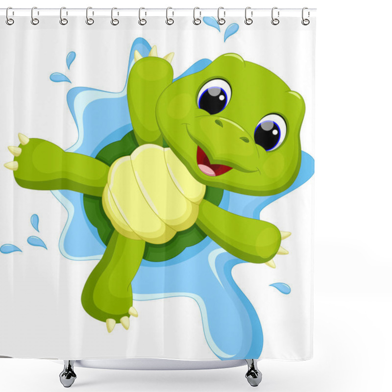 Personality  Turtle Playing On The Water Shower Curtains