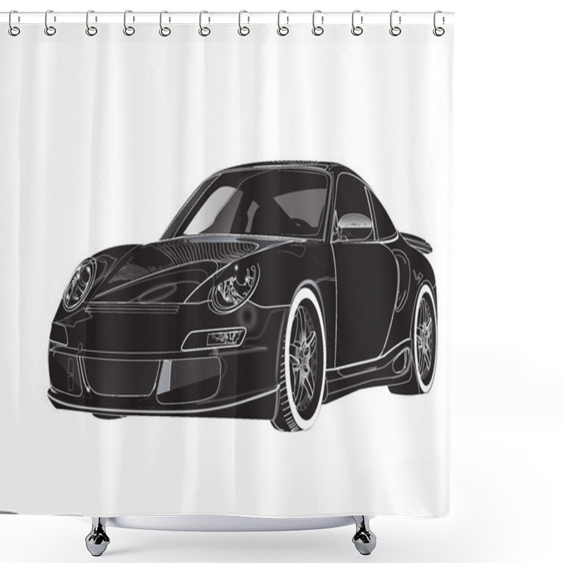 Personality  Illustration Of Great Detailed Car Shower Curtains