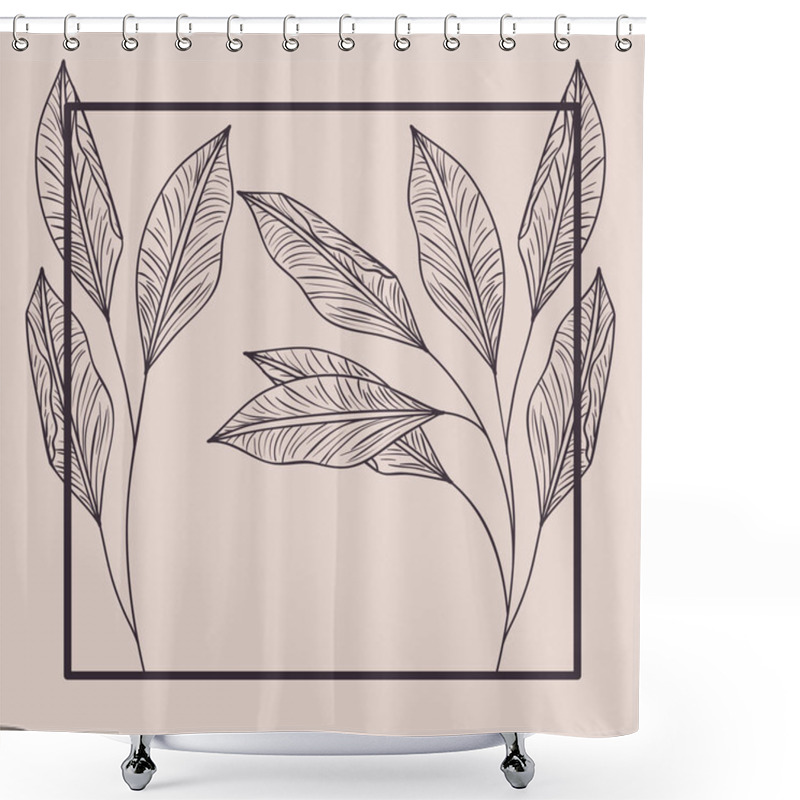 Personality  Botanical Plants And Herbs Square Frame Shower Curtains