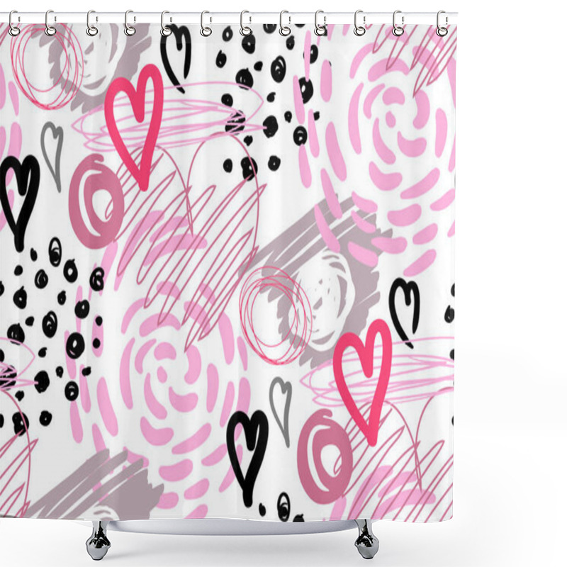 Personality  Modern Seamless Pattern With Hearts For The Design Of Surfaces Shower Curtains