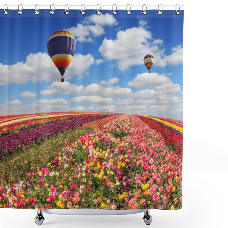 Personality  Buttercups Field And Hot Air Balloons Shower Curtains