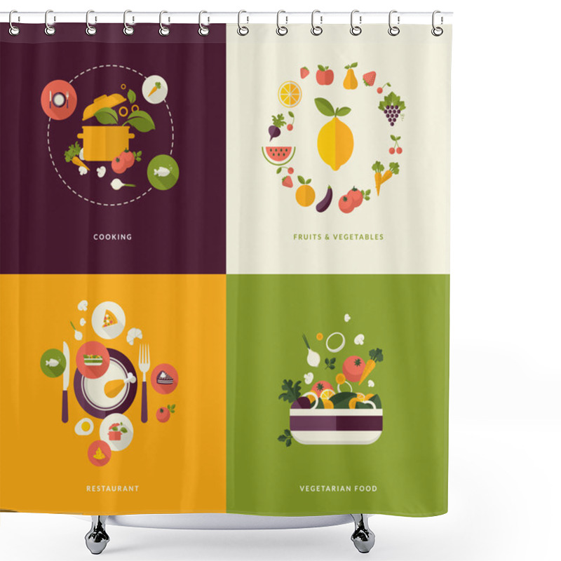 Personality  Set Of Flat Design Concept Icons For Food And Restaurant Shower Curtains