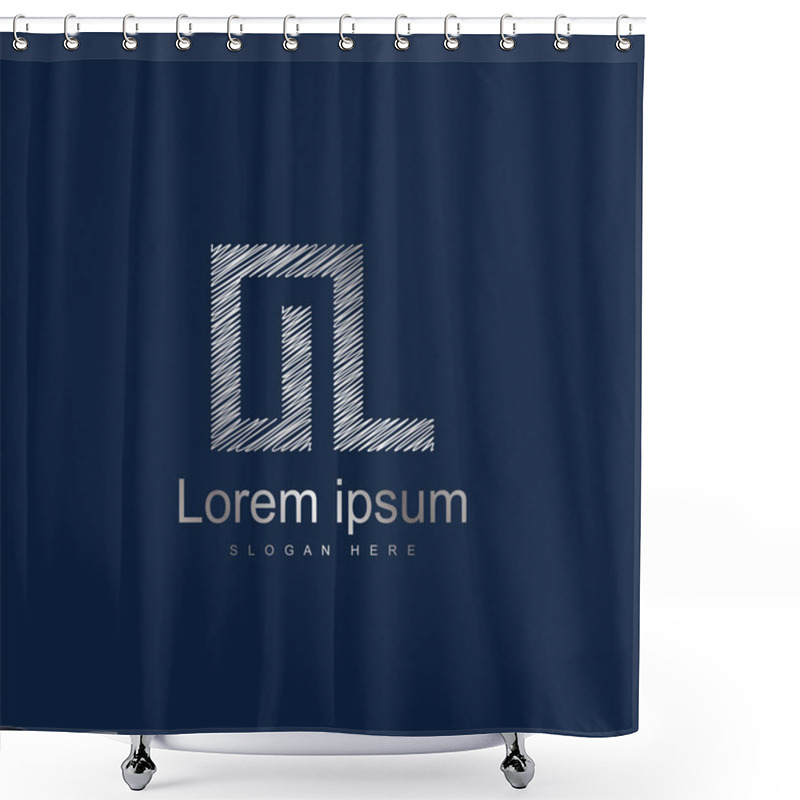 Personality  Initial Letter OL Logo Template Vector Design. Silver Letter Logo Shower Curtains