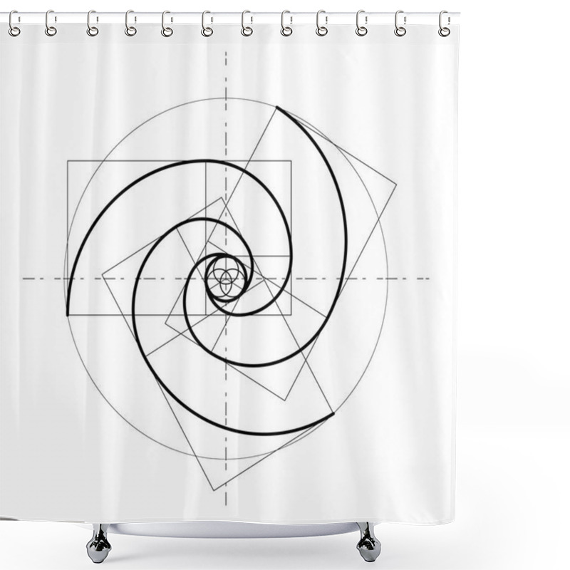 Personality  Minimalistic Style Design. Golden Ratio. Geometric Shapes. Circles In Golden Proportion. Futuristic Design. Logo. Vector Icon. Abstract Vector Background. Shower Curtains