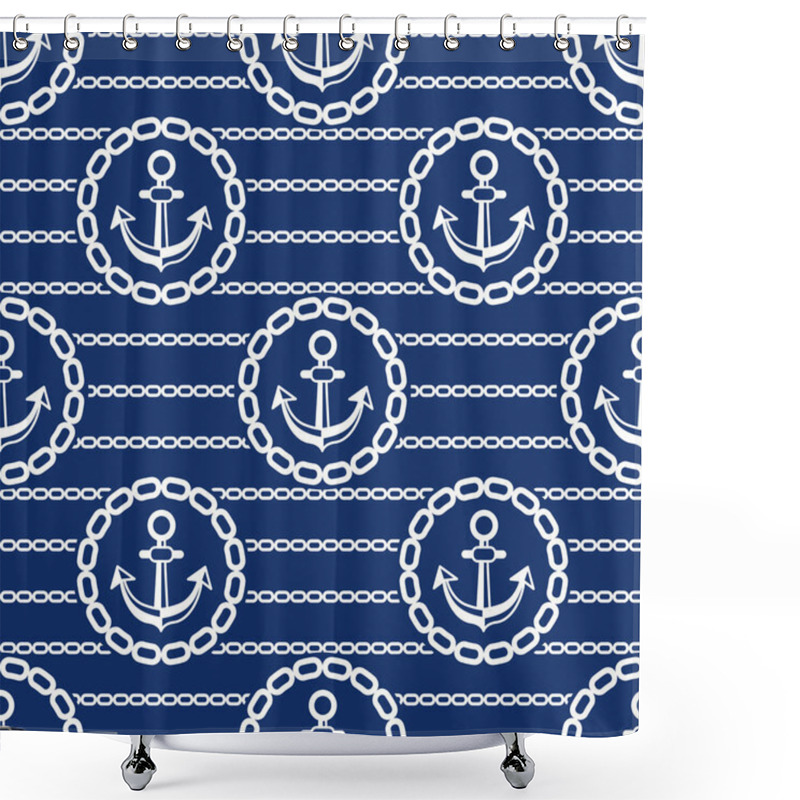 Personality  Seamless Pattern With Anchors. Ongoing Backgrounds Of Marine Theme. Shower Curtains