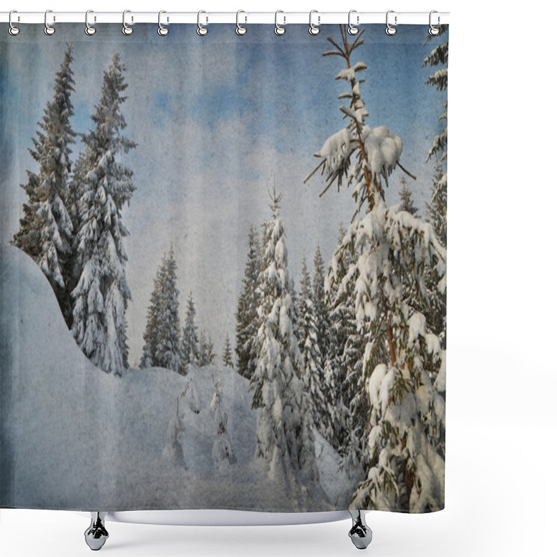 Personality  Winter In The Mountain Forest Shower Curtains