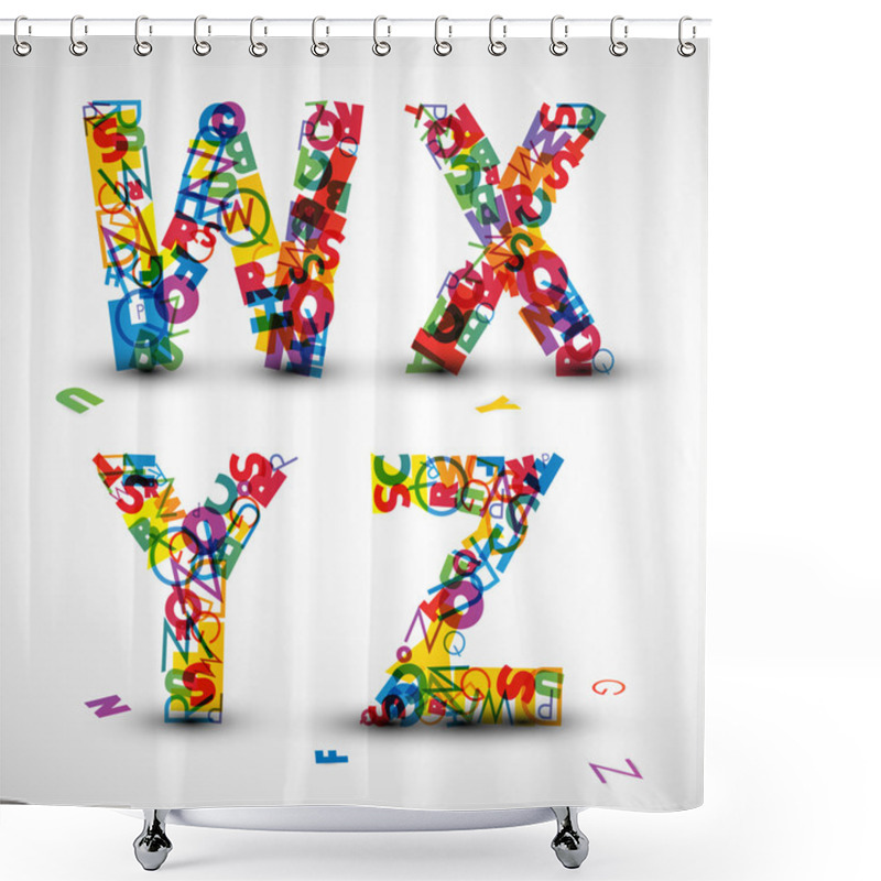 Personality  Vector Font Made From Letters Of The Alphabet Shower Curtains