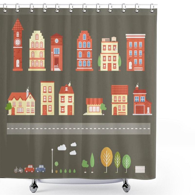 Personality  Vector Town Set Shower Curtains