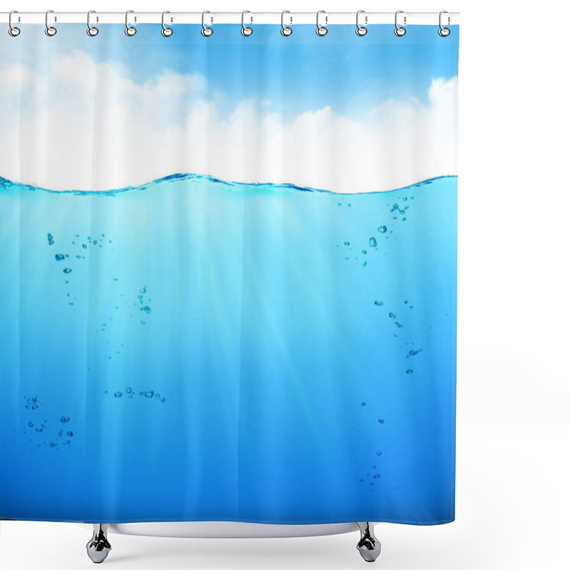 Personality  Summer Tropical Sea Landscape With Underwater Space And Sky With Clouds Shower Curtains