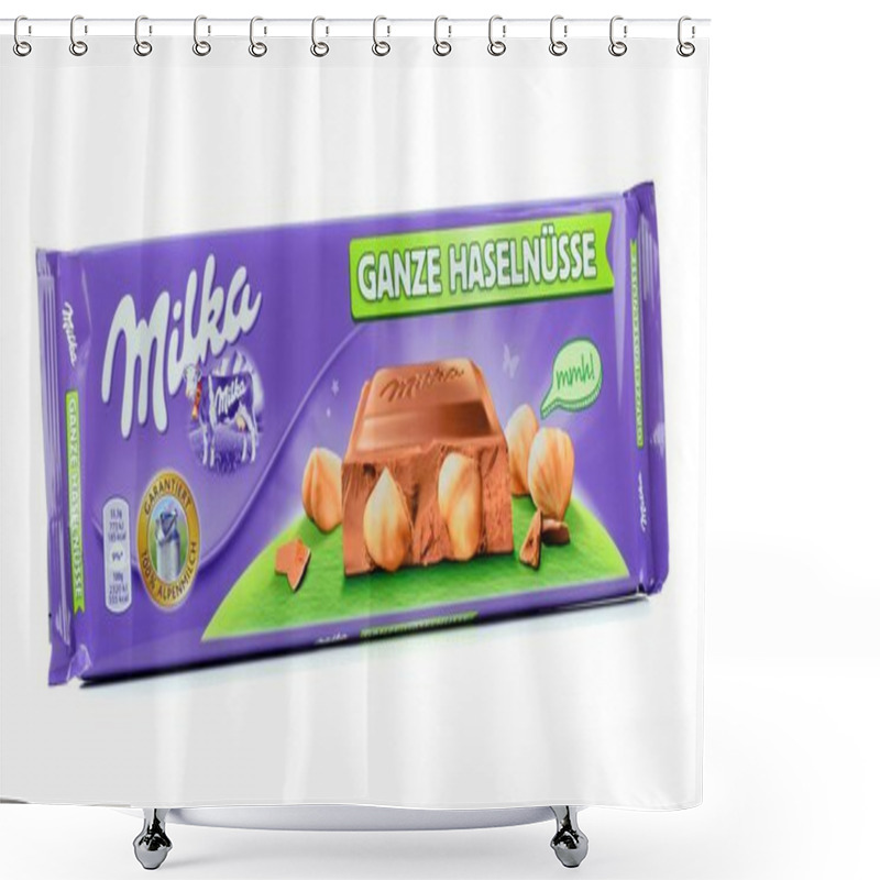 Personality  A Bar Of Milka Mondelez Hazelnut Milk Chocolate Shower Curtains