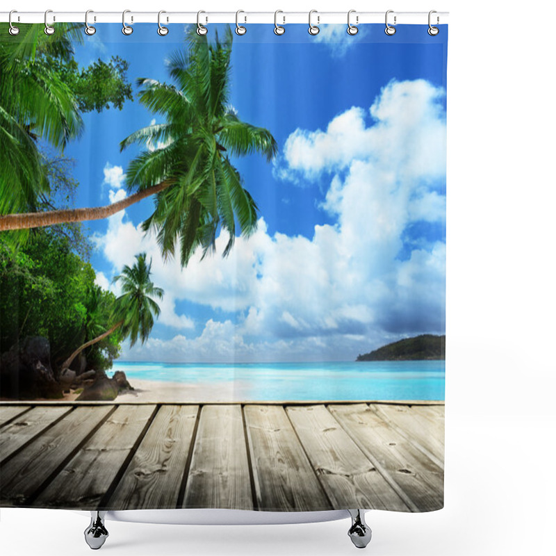 Personality  Beach Of Seychelles Shower Curtains