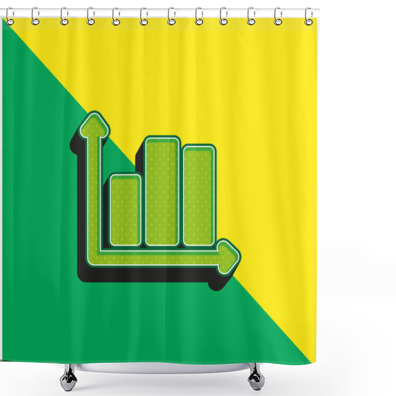 Personality  Bars Graphic Green And Yellow Modern 3d Vector Icon Logo Shower Curtains