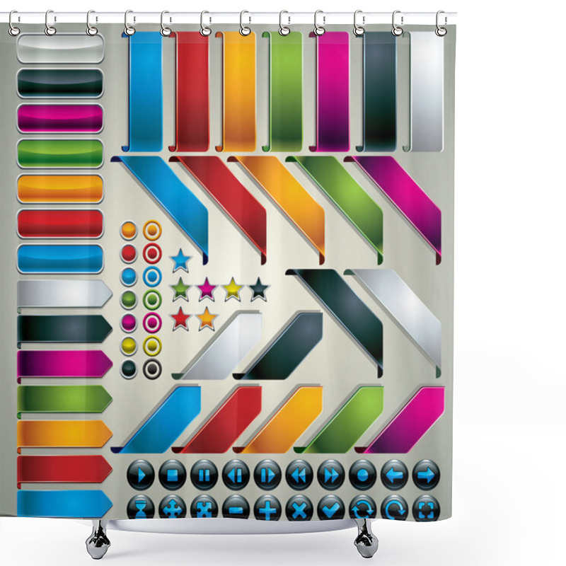 Personality  Set Of Web Design Elements Shower Curtains