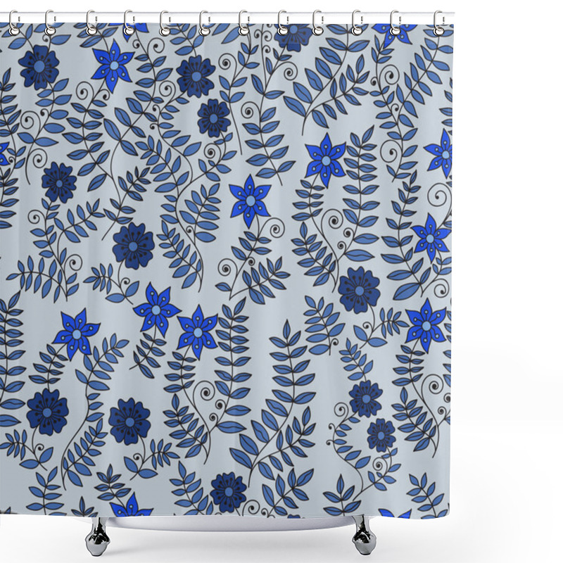 Personality  Seamless Hand Drawn Floral Pattern Shower Curtains