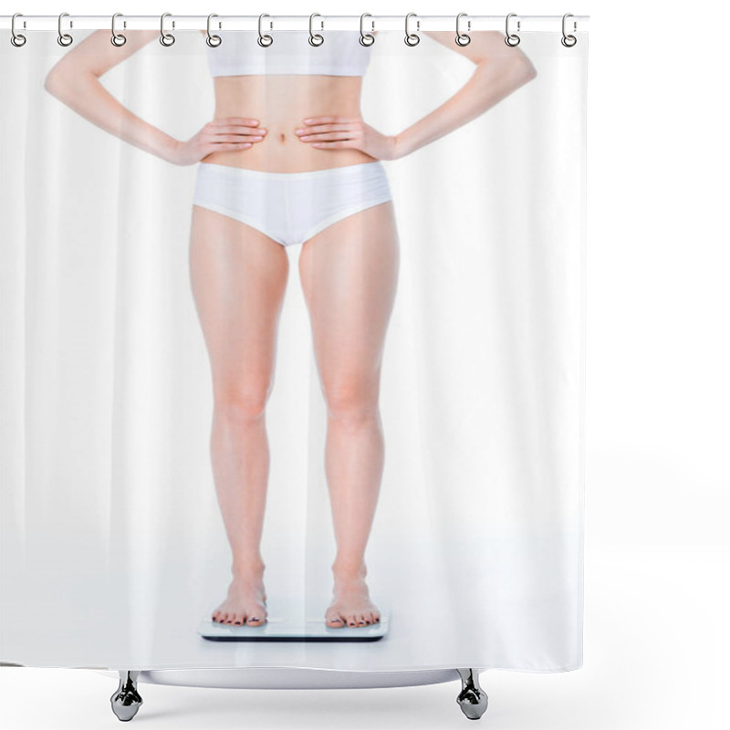 Personality  Woman On Digital Scales Shower Curtains