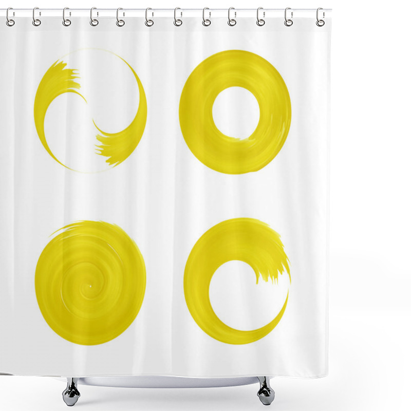 Personality  Set Of Yellow Round Element For Design Shower Curtains