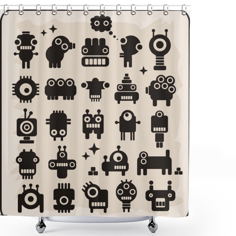 Personality  Robots, Monsters, Aliens Collection #3. Shower Curtains