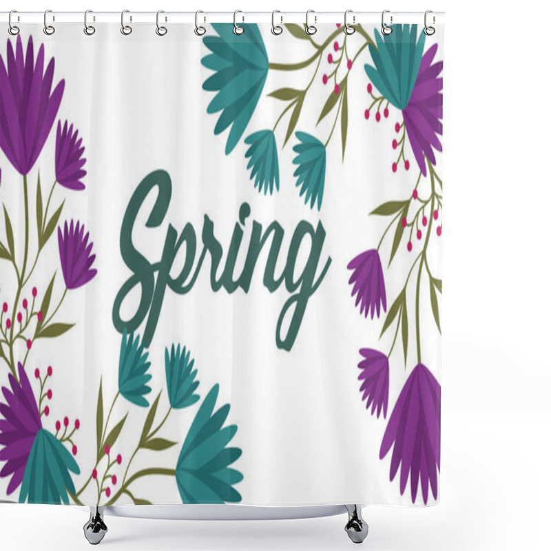 Personality  Cute Floral Banner Spring Word With Delicete Flowers Ornament Shower Curtains