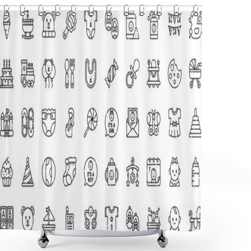 Personality  Baby Shower Icons High-Quality Vector Icons Collection With Editable Stroke. Ideal For Professional And Creative Projects. Shower Curtains