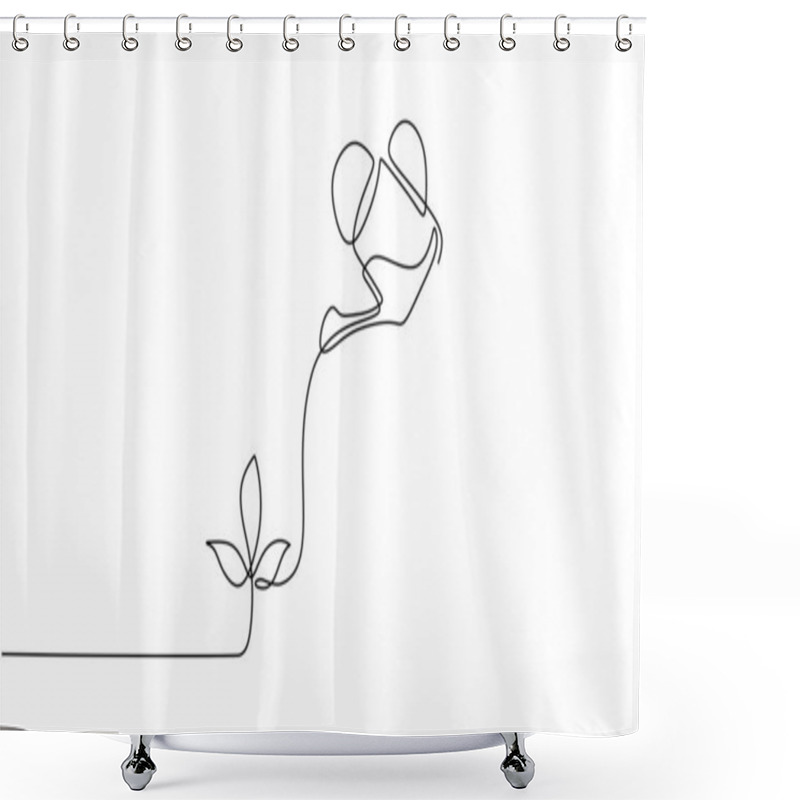 Personality  Watering Plant Continuous Line Drawing Shower Curtains