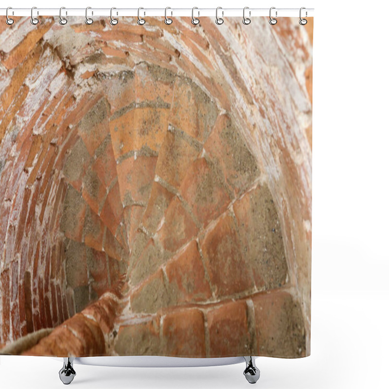 Personality  Narrow Spiral Staircase In An Old Tower Made Of Stones And Bricks Shower Curtains