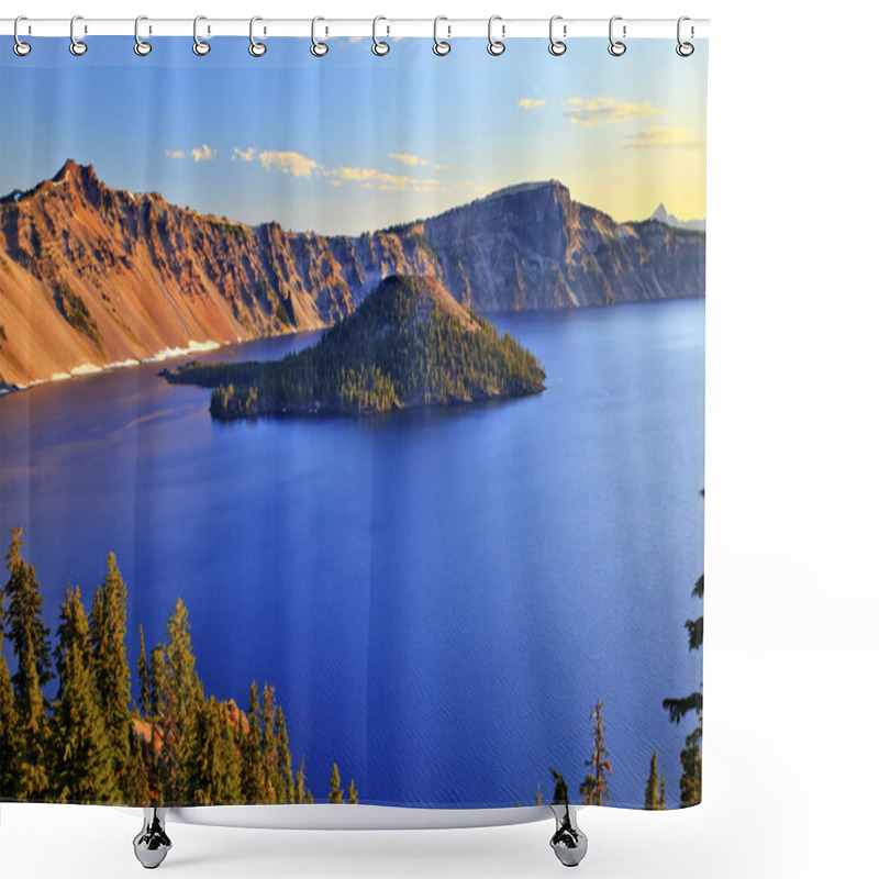 Personality  Crater Lake Reflection Blue Lake Morning Oregon Shower Curtains