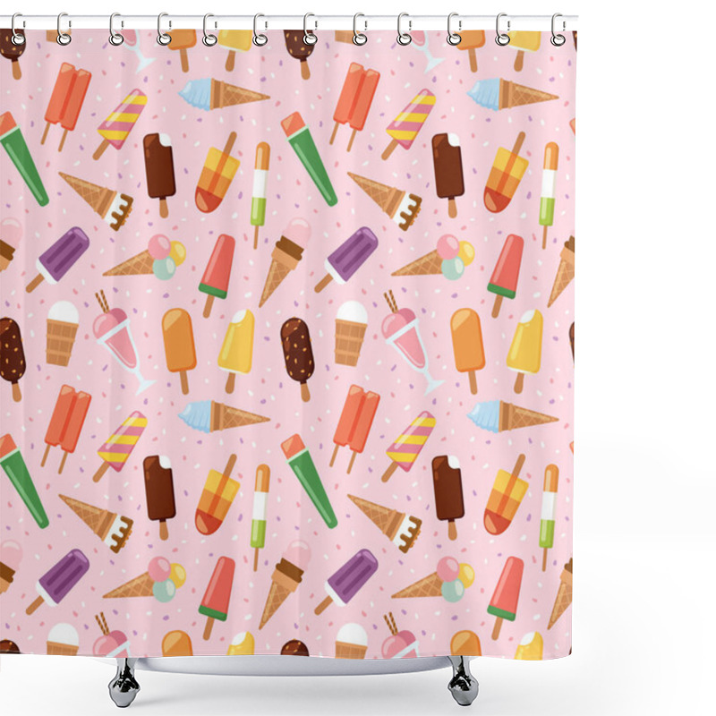 Personality  Fruit Ice Cream Seamless Pattern Background Vector Illustration Shower Curtains