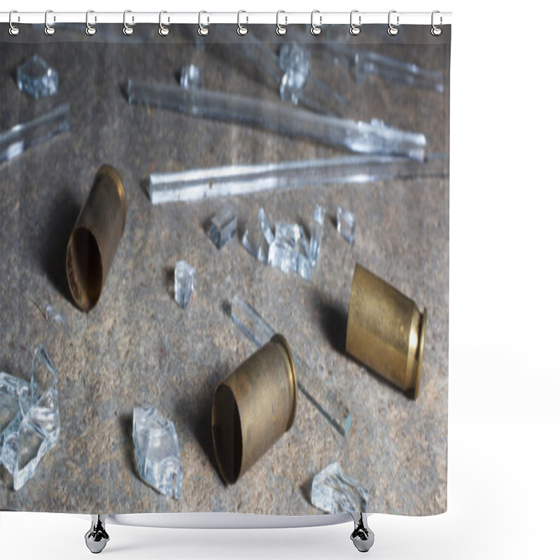 Personality  Break In And Handgun Shells Shower Curtains