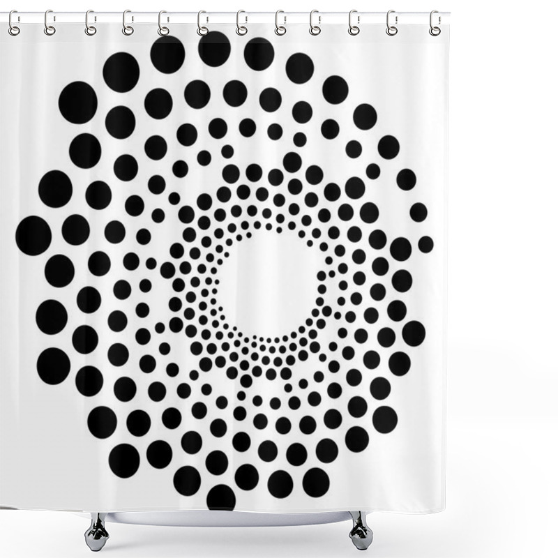 Personality  Circular, Radial Dots Element. Shower Curtains