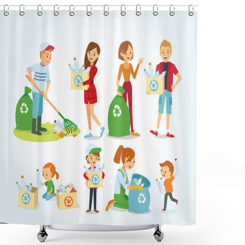 Personality  Set Of People Cleaning Shower Curtains