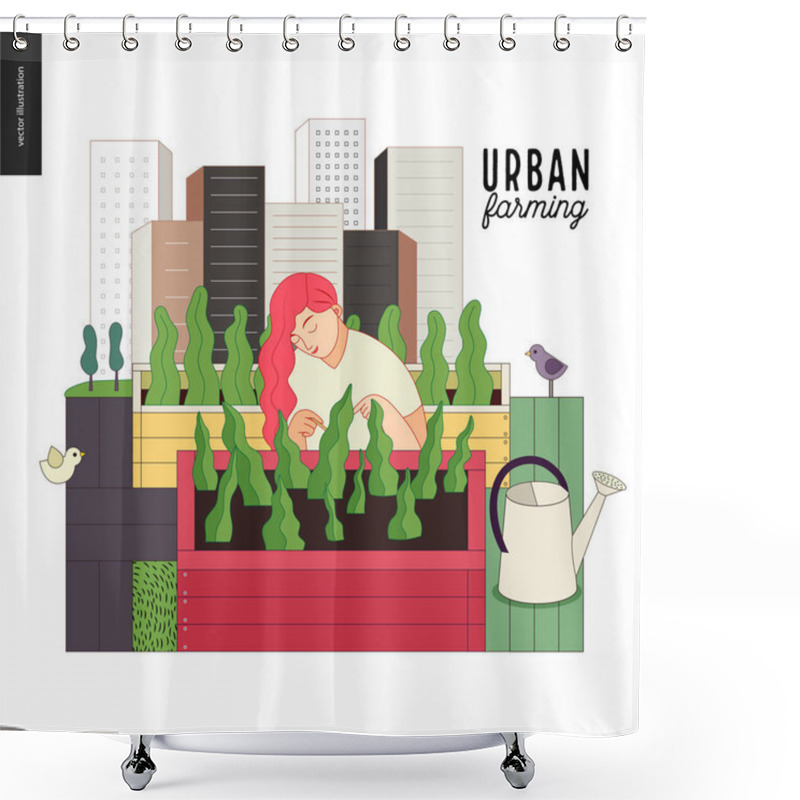 Personality  Urban Farming And Gardening Shower Curtains