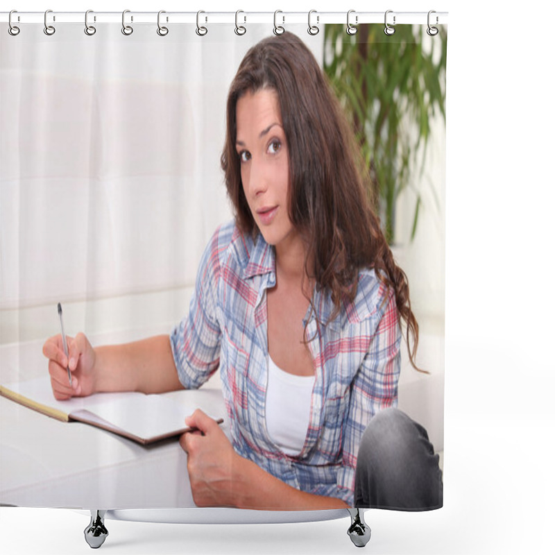 Personality  Girl With Diary Indoors Shower Curtains