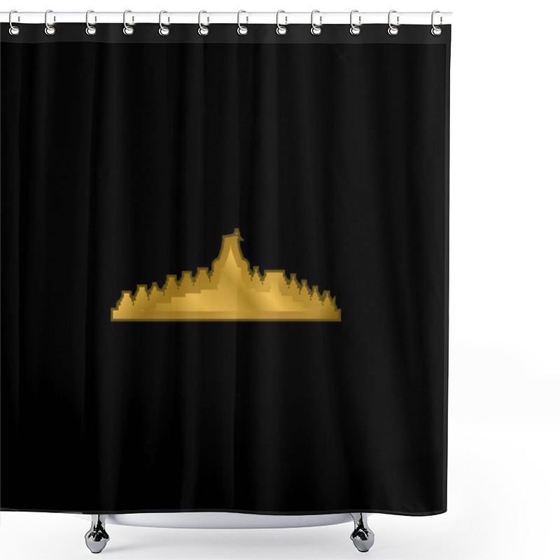 Personality  Borobudur Gold Plated Metalic Icon Or Logo Vector Shower Curtains