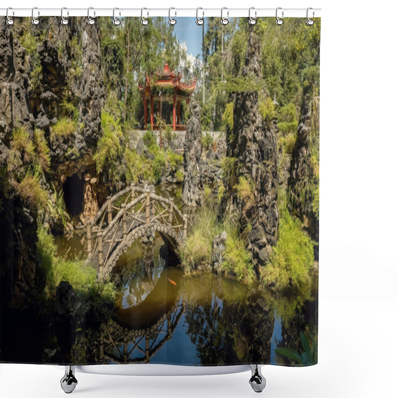 Personality  Beautiful Chinese Garden In Sam Poh Tong Temple Hidden In The Mountains In Ipoh, Malaysia Shower Curtains