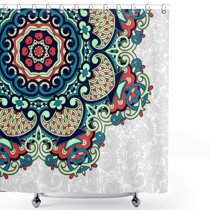 Personality  Floral Round Pattern In Ukrainian Oriental Ethnic Style For Your Shower Curtains