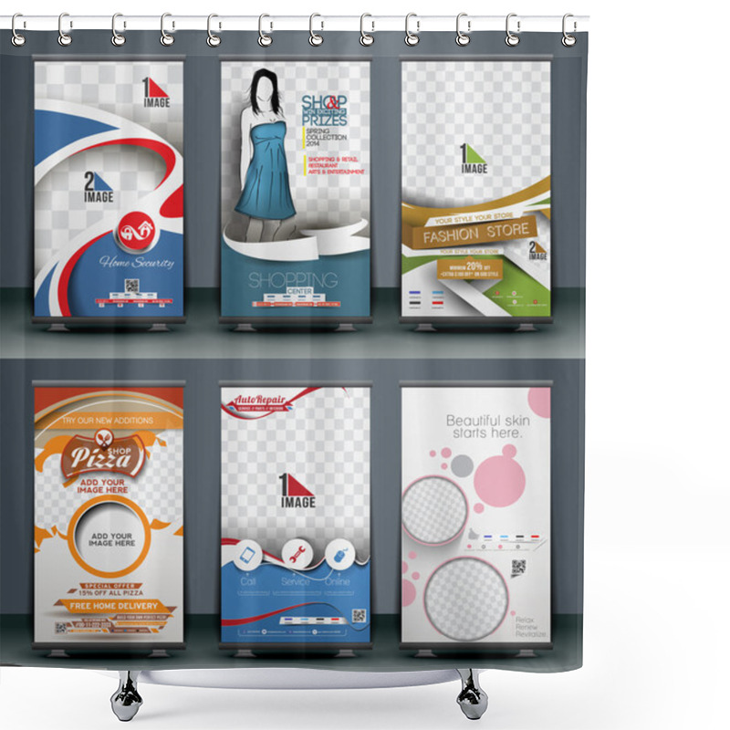 Personality  Set Of  Roll Up Banner Design Shower Curtains