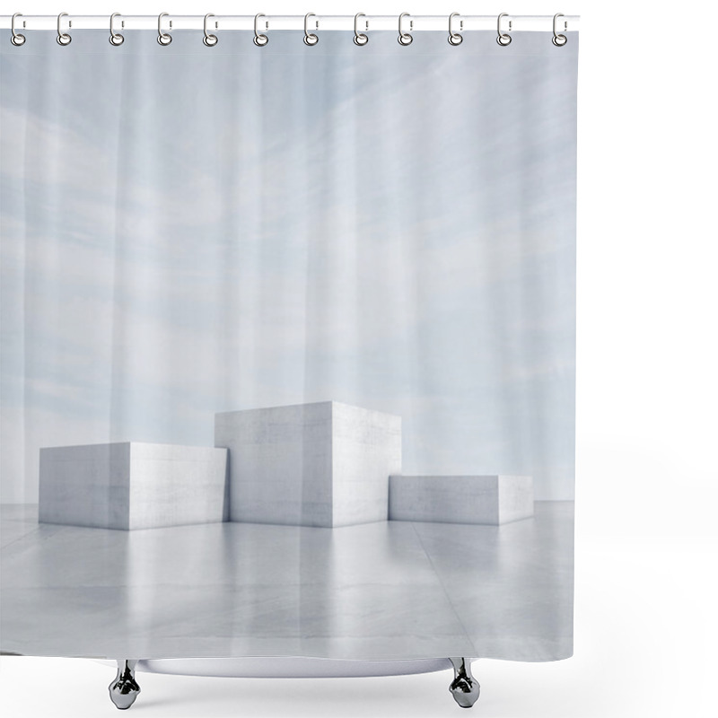 Personality  Winner Podium Under Blue Sky Shower Curtains