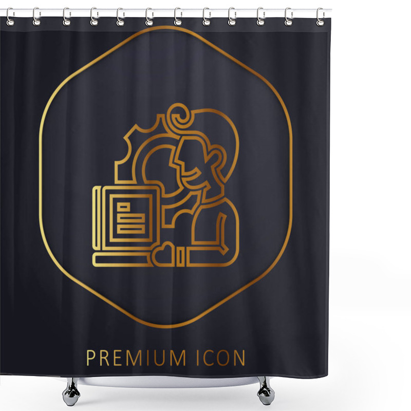 Personality  Application Golden Line Premium Logo Or Icon Shower Curtains