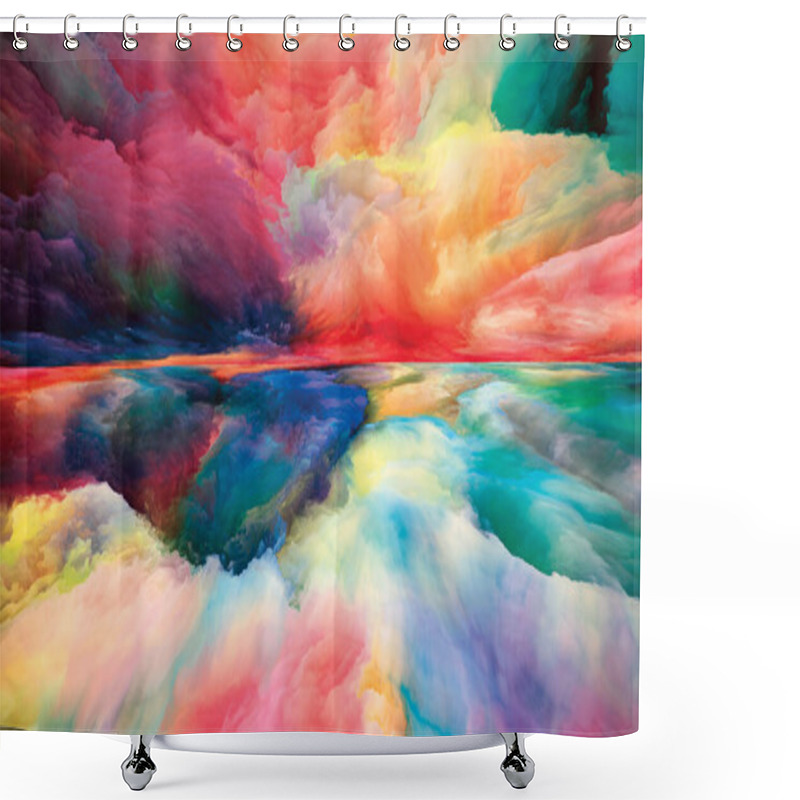 Personality  Wish You've Seen It. Landscapes Of The Mind Series. Design Of Bright Paint, Motion Gradients And Surreal Mountains And Clouds As A Metaphor For Life, Art, Poetry, Creativity And Imagination Shower Curtains