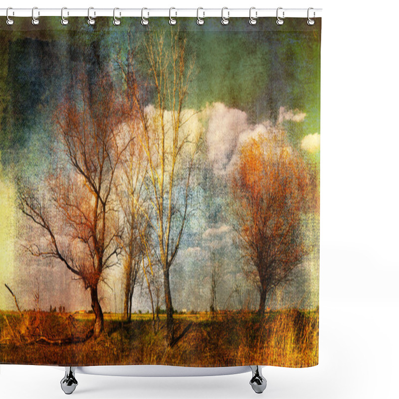 Personality  Art Grunge Landscape Background Shower Curtains