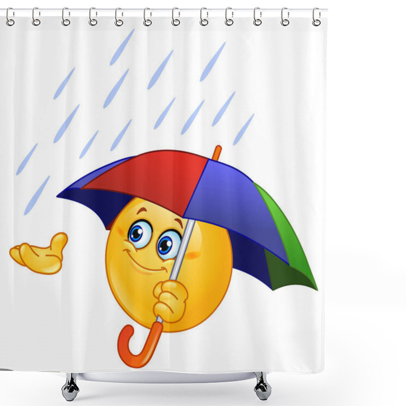 Personality  Emoticon With Umbrella Shower Curtains