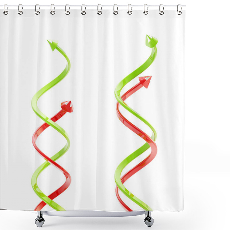 Personality  Two Pairs Of Green And Red Spiral Arrows Shower Curtains