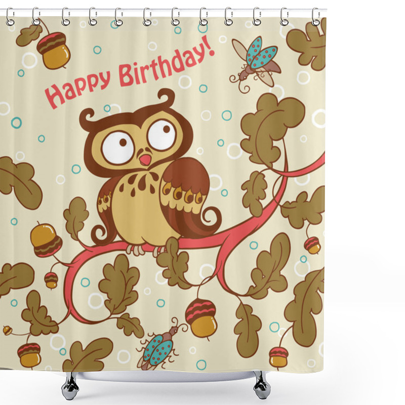 Personality  Old Owl Card Shower Curtains