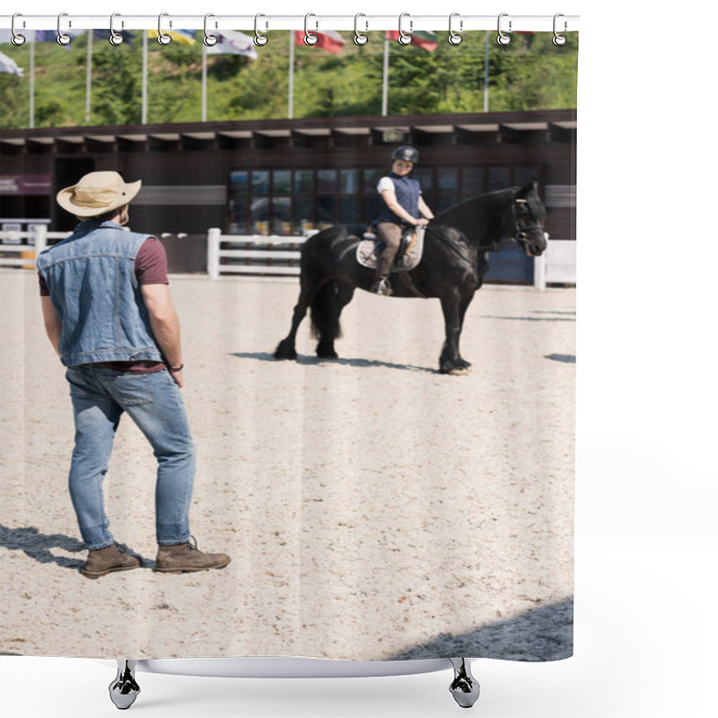 Personality  Couple Riding Horse Shower Curtains