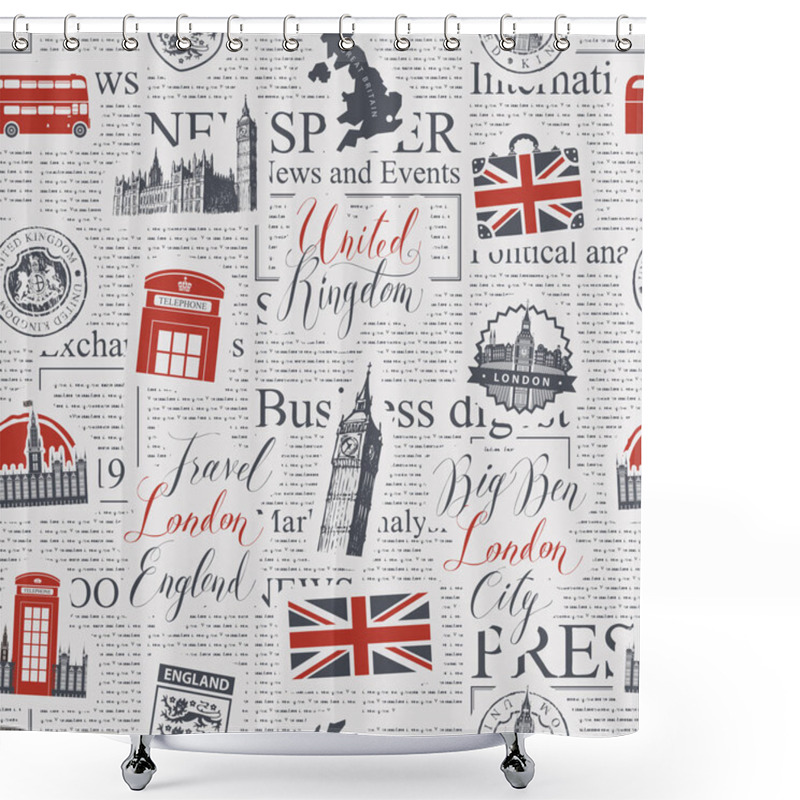 Personality  Seamless Background On Theme Of UK And London Shower Curtains